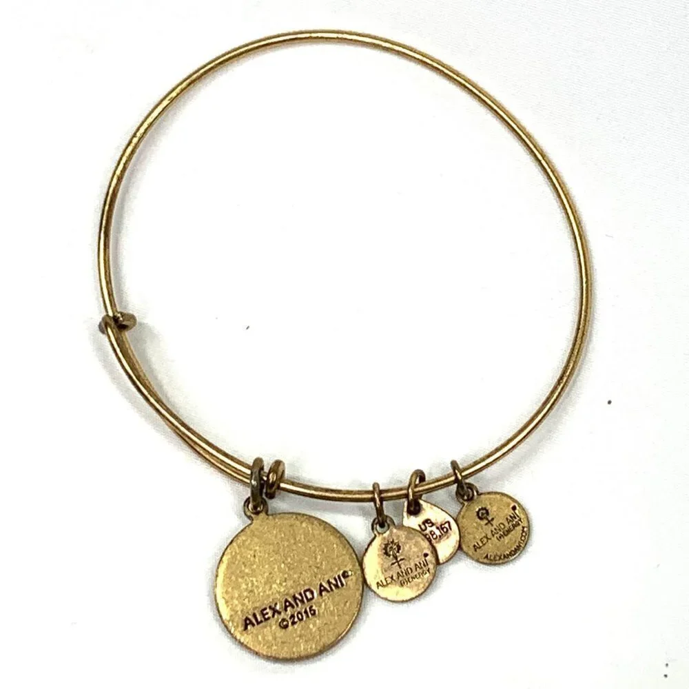 Alex and Ani Initial E Charm Bracelet Gold Finish - Expands 2